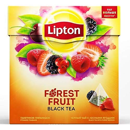 Lipton Schwarzer Tee - Waldfrucht - 20 Premium Pyramiden Teebeutel in einer Packung - 3 Stück Packung von Lipton