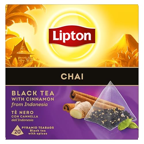 Lipton Schwarztee Chai, mit Zimt aus Indonesien, für einen Moment der Glückseligkeit, 20 Pyramidenbeutel Lipton Schwarztee Chai, mit Zimt aus Indonesien, für einen Moment der Glückseligkeit, 20 Pyramidenbeutel von Lipton