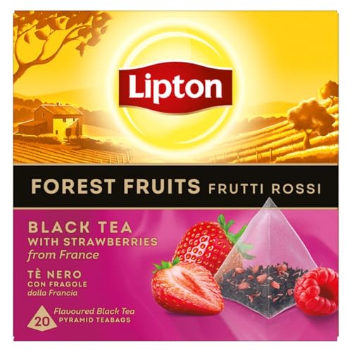Lipton Schwarztee Forest Fruits, mit Erdbeeren aus Frankreich, für einen Moment der puren Freude, Pyramidenbeutel, 20 Stück Lipton Schwarztee Forest Fruits, mit Erdbeeren aus Frankreich, für einen Moment der puren Freude, Pyramidenbeutel, 20 Stück von Lipton