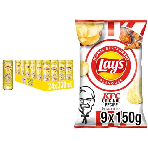 Erfrischender Eistee und Knusprige Chips: LIPTON ICE TEA Sparkling Zitrone (24x0,33L) & Lay's KFC Kentucky Fried Chicken (9x150G) von Lipton