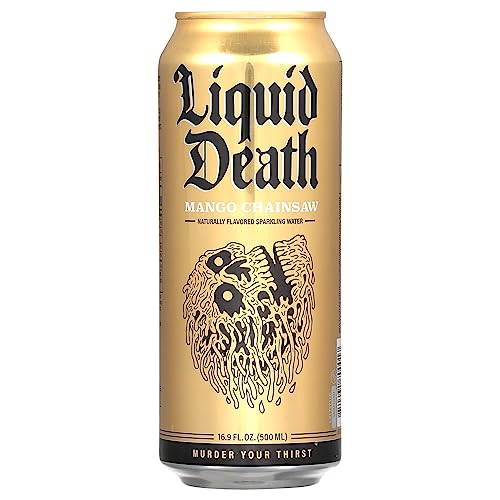 Liquid Death Sparkling Water, Mango-Kettensäge, 16,9 FZ, schwarz von Liquid Death
