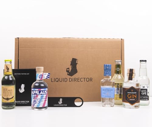 Gin Tonic Tasting Set von LIQUID DIRECTOR | Gin Geschenk-Set mit 3x 200ml Premium Gin, 3 x Tonic Water, Bar-Tool und Booklet | Gin-Probierset | Schönes Geschenk-Set | Tasting für bis zu 5 Personen Gin Tonic Tasting Set von LIQUID DIRECTOR | Gin Geschenk-Set mit 3x 200ml Premium Gin, 3 x Tonic Water, Bar-Tool und Booklet | Gin-Probierset | Schönes Geschenk-Set | Tasting für bis zu 5 Personen von Liquid Director