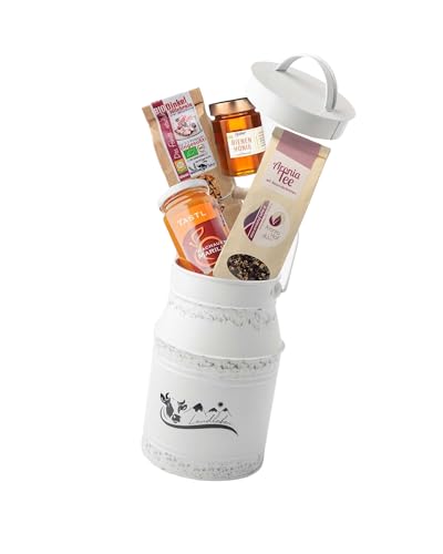 Österreichische Geschenkbox - "Alpenglück Frühstücksmilchkanne" mit Tee 5-tlg - österreichischen Spezialitäten Geschenkkorb - Präsentkorb - kulinarisches Geschenkset - inkl. Geschenkverpackung Österreichische Geschenkbox - "Alpenglück Frühstücksmilchkanne" mit Tee 5-tlg - österreichischen Spezialitäten Geschenkkorb - Präsentkorb - kulinarisches Geschenkset - inkl. Geschenkverpackung von Liquid Signature