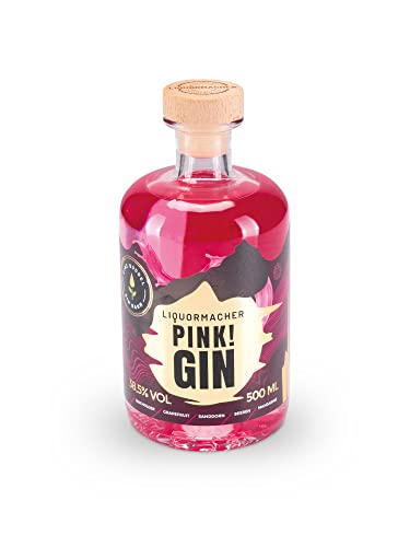 LiquorMacher Pink Gin 500ml [38,5% Vol.] – Pinker Beeren Zitrus Gin mit verführerischen Genuss – Gin Geschenk für Männer und Frauen – Perfekt für Gin Tonic von Liquormacher