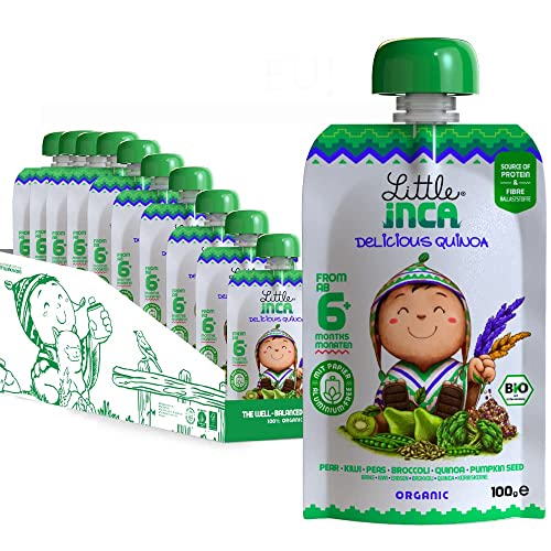 Little Inca Joyful Green (6 x 100 g) | Bio-Babynahrung auf Quinoa-Basis, recycelbare Beutel schont den Darm und fördert die kognitive Entwicklung | Laktosefrei | Ab 6 Monaten von Little Inca