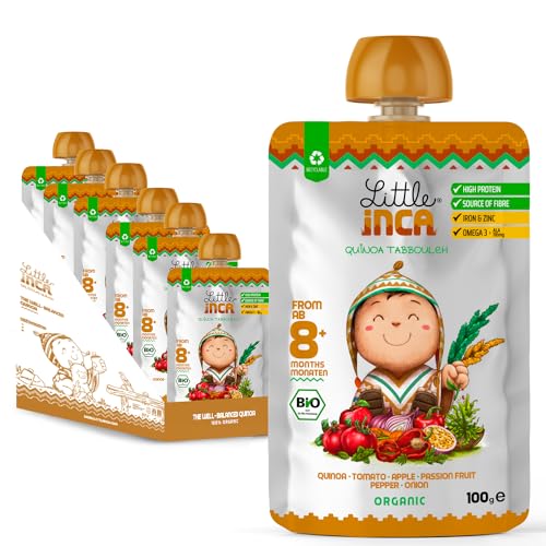 Little Inca Quinoa Taboulé (6x100g) | Bio-Babynahrung im nahöstlichen Stil, recycelbare Beutel, schont den Darm und fördert die kognitive Entwicklung | Laktosefrei | Ab 8 Monaten von Little Inca
