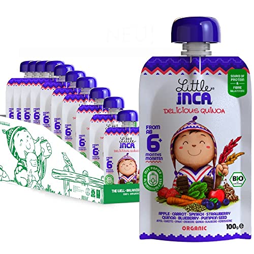 Little Inca Yummy Purple (6 x 100 g) | Recycelbare Beutel mit pflanzlicher Bio-Babynahrung auf Quinoa-Basis, schont den Darm und fördert die kognitive Entwicklung | Laktosefrei | Ab 6 Monaten von Little Inca