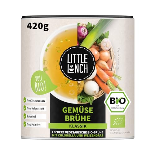 Little Lunch Gemüsebrühe Bio | Gemüsebrühe Klassik | 100 Prozent Bio-Qualität | Veggie | Ohne zugesetzten Zucker | Ohne Geschmacksverstärker | Ohne Hefe | Ohne Palmfett | Ohne künstliche Zusätze|420g von Little Lunch