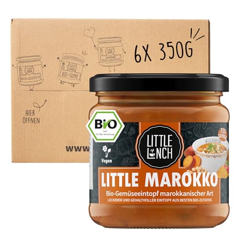 Little Lunch Bio Eintopf Marrokanisch, Kichererbsen, Linsen, 100 Prozent Bio-Qualität, Vegan, Ohne zugesetzten Zucker, Laktosefrei, Keine künstlichen Zusätze, 6 x 350g von Little Lunch