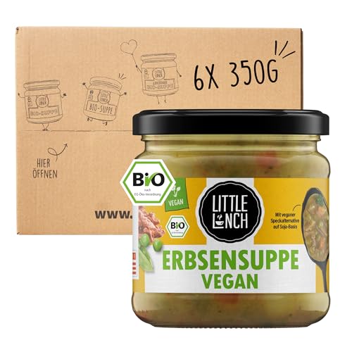 Little Lunch Bio Erbsensuppe Vegan | Erbseneintopf | Fleischalternative | Veganuary | Ohne zugesetzten Zucker | Keine künstlichen Zusätze | 6 x 350g von Little Lunch