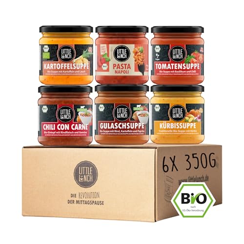 Little Lunch Bio Herzhafte Klassiker Box, Kennenlernbox, Suppen, Eintöpfe, Gulaschsuppe, Chili con Carne, 6 x 350g Little Lunch Bio Herzhafte Klassiker Box, Kennenlernbox, Suppen, Eintöpfe, Gulaschsuppe, Chili con Carne, 6 x 350g von Little Lunch