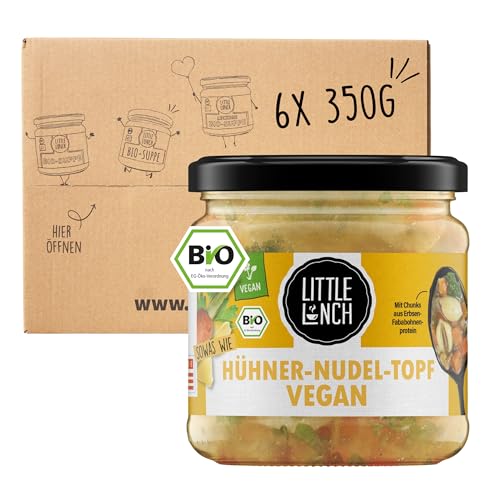 Little Lunch Bio Hühnersuppe Vegan | Hühner-Nudel-Topf | Fleischalternative | Veganuary | Ohne zugesetzten Zucker | Keine künstlichen Zusätze | 6 x 350g von Little Lunch