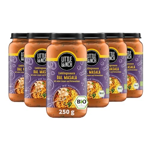 Little Lunch Bio Indisches Gemüsecurry mit Linsen | Dal Masala | Sauce für Reis | 100 Prozent Bio-Qualität | Vegan | Ohne zugesetzten Zucker | Laktosefrei | Keine künstlichen Zusätze | 6 x 250g von Little Lunch