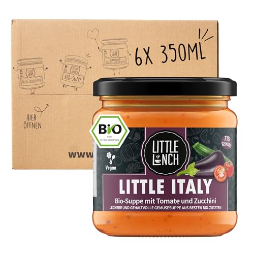 Little Lunch Bio Italienische Gemüsesuppe, Little Italy, Minestrone, 100 Prozent Bio-Qualität, Vegan, Ohne zugesetzten Zucker, Laktosefrei, Keine künstlichen Zusätze, 6 x 350ml von Little Lunch