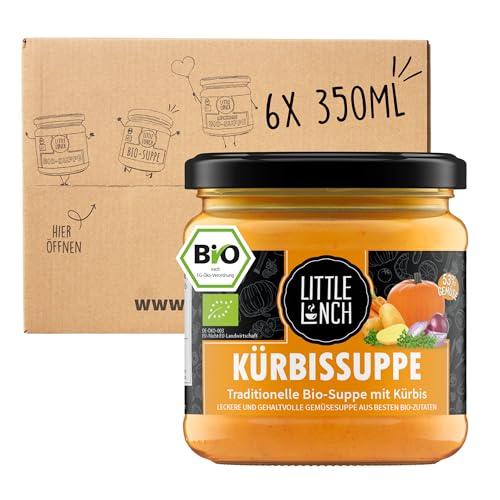 Little Lunch Bio Kürbissuppe | 100% Bio-Qualität | Vegetarisch | Ohne zugesetzten Zucker | Glutenfrei | Keine künstlichen Zusätze | Ohne Geschmacksverstärker | 6 x 350ml von Little Lunch