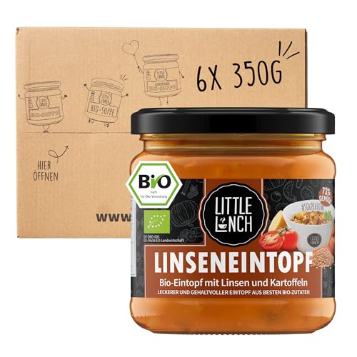 Little Lunch Bio Linseneintopf, 100 Prozent Bio-Qualität, Vegan, Ohne zugesetzten Zucker, Laktosefrei, Keine künstlichen Zusätze, Ohne Geschmacksverstärker, 6 x 350g von Little Lunch