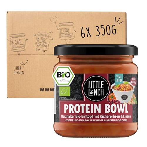 Little Lunch Bio Protein Bowl | Protein Essen | Bohneneintopf | 100% Bio-Qualität | Vegan | Ohne zugesetzten Zucker | Laktosefrei | Keine künstlichen Zusätze | 6 x 350g von Little Lunch