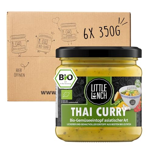 Little Lunch Bio Thai Curry | 100% Bio-Qualität | Vegan | Laktosefrei | Glutenfrei | Ohne zugesetzten Zucker | Keine künstlichen Zusätze | Keine Geschmacksverstärker | 6 x 350g von Little Lunch