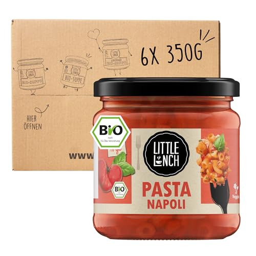 Little Lunch Fertiggericht Pasta Napoli, Nudeln in Tomatensauce, Ready Meal, 100% Bio, Veggie, 6er Pack, 6 x 350g von Little Lunch