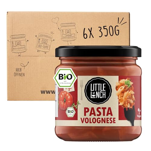 Little Lunch Fertiggericht Pasta Volognese, Vegetarische Bolognese, Nudeln, Ready Meal, 100% Bio, Veggie, 6er Pack, 6 x 350g von Little Lunch