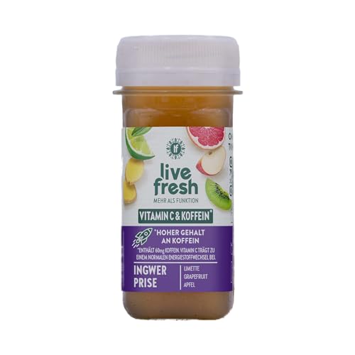 LiveFresh Ingwer Prise | Natürlich & Kaltgepresst | Aus 100% frischer Limette, Grapefruit, Ingwer, Apfel & Guarana | Keine Zusätze, kein zusätzlicher Zucker | 24 x 60ml von LiveFresh