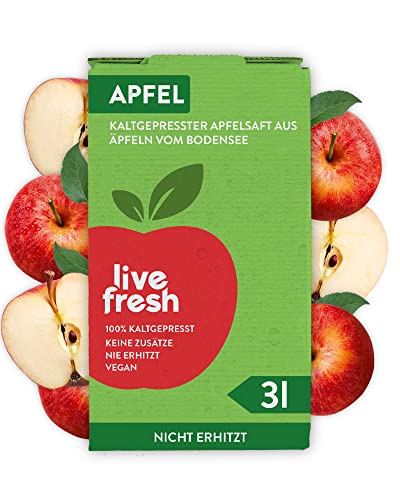 LiveFresh Apfel Saftbox 3 Liter | Kaltgepresst | Aus 100% frischen Äpfeln | Ohne Zuckerzusatz & Zusatzstoffe von LiveFresh