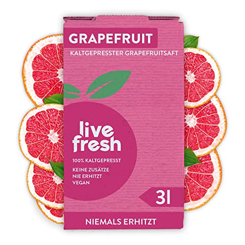 LiveFresh Grapefruit Saftbox 3 Liter | Kaltgepresst | Aus 100% frischen Grapefruits I Keine Zusätze, kein Zucker von LiveFresh