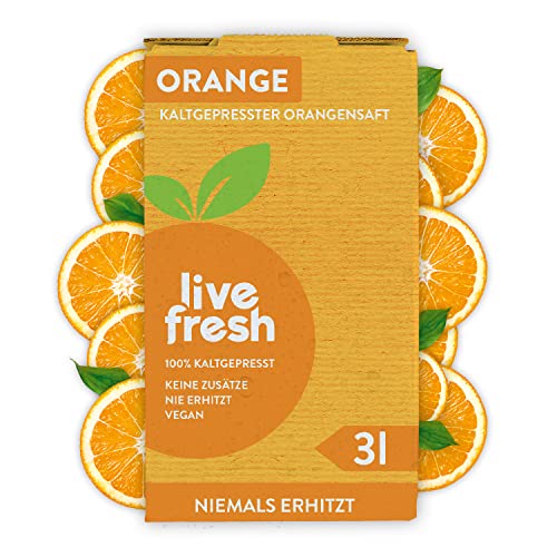 LiveFresh 100% Orangensaft Kaltgepresst¹ | 3L aus frischen Orangen | Keine Zusätze, keine Zuckerzusatz | Bag in Box Orange von LiveFresh