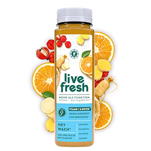 LiveFresh HEY WACH Wachmacher | Kaltgepresster Saft aus frischen Superfruits | Keine Zusätze, kein zusätzlicher Zucker | Mit Vitamin C | inkl. 3€ Pfand (12 x 250ml) von LiveFresh
