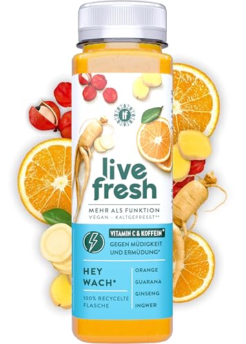 LiveFresh HEY WACH Wachmacher | Kaltgepresster Saft aus frischen Superfruits | Keine Zusätze, kein zusätzlicher Zucker | Mit Vitamin C | inkl. 3€ Pfand (12 x 250ml) von LiveFresh