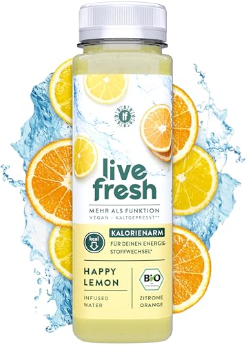 LiveFresh BIO Infused Water - Happy Lemon | Mit Zitrone und Orange | 12x250ml | Inkl. 3€ Pfand | DE-ÖKO-006 von LiveFresh