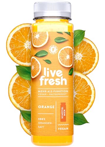 LiveFresh Orangensaft 12 x 250ml | Mit Vitamin C | Kaltgepresst aus reinen Orangen | Keine Zusätze, ohne zusätzlichen Zucker | bis zu 6 Wochen haltbar (inkl. 3€ Einwegpfand) von LiveFresh