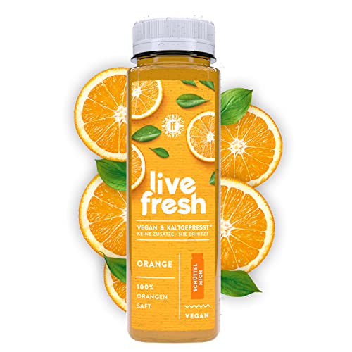 LiveFresh® Orangensaft | Mit Vitamin C | Kaltgepresst aus reinen Orangen | Keine Zusätze, ohne zusätzlichen Zucker | bis zu 6 Wochen haltbar | 24 x 250ml von LiveFresh