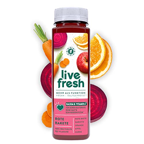 LiveFresh® Rote Rakete | Kaltgepresst & nie erhitzt | Mit roter Beete | Frucht- & Gemüsedirektsaft (6x 250ml) von LiveFresh