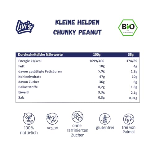 Livi’s kleine Helden | Bio Energy Ball mit Erdnussbutter | Ohne raffinierten Zucker | 100% Natürliche Zutaten | Vegan | Glutenfrei (12 x 24g) von Livi's