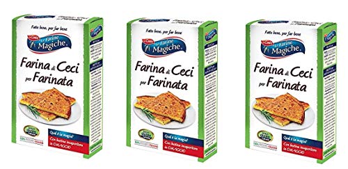 3x Lo Conte Le Farine Magiche Farina di Ceci für Farinata Kichererbsenmehl Glutenfrei mehl Italienische Kichererbsen 320g von Lo Conte