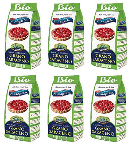 6x Lo Conte Le Farine Magiche Farina Integrale di Grano Saraceno BIO Vollkorn-Buchweizenmehl 500g Bio-Produkt Buchweizen mehl Glutenfrei und laktosefrei von Lo Conte