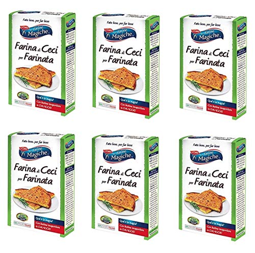 6x Lo Conte Le Farine Magiche Farina di Ceci für Farinata Kichererbsenmehl Glutenfrei mehl Italienische Kichererbsen 320g von Lo Conte