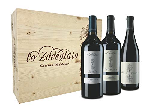 Lo Zoccolaio Barbera d'Alba + Langhe Baccanera + Barolo - 3 Flaschen - Italien Wein Holzbox Barbera trocken (3 x 0.75l) von Lo Zoccolaio