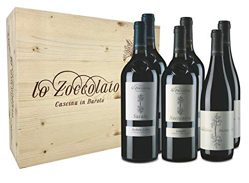 Lo Zoccolaio 2 Barbera d'Alba + 2 Langhe Baccanera + 2 Barolo - Italien Wein Holzbox (6 x 0.75 l) von Lo Zoccolaio