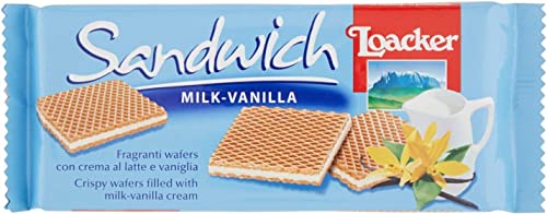 12x Loacker Sandwich Milk Vanilla duftende Waffeln mit Milchcreme und Vanille - 75 g von Loacker