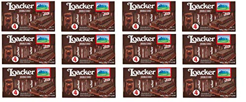 12x Loacker Wafer Double Choc cookies Waffeln mit Schokolade und Kakaocreme ( 4 x 45g ) 180g von Loacker
