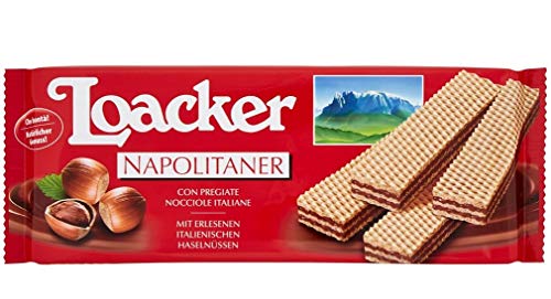 12x Loacker Wafer Napolitaner kekse snack biscuits Waffel mit Haselnusscreme 175g mit feinen italienischen Haselnüssen von Loacker