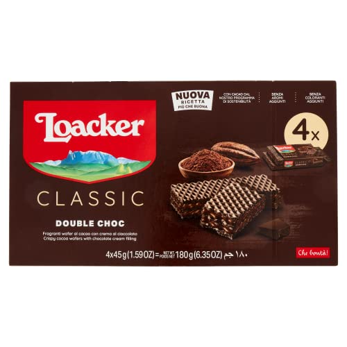 3x Loacker Wafer Double Choc cookies Waffeln mit Schokolade und Kakaocreme ( 4 x 45g ) 180g von Loacker