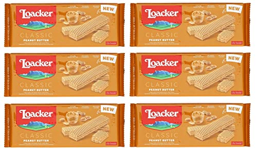 6x Loacker Wafer Classic Peanut Butter Waffeln mit Erdnusscreme Erdnussbutter 175g von Loacker
