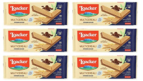 6x Loacker Wafer Multicerealli Cremkakao Mehrkorn Waffeln mit Schokoladencreme und Kakaocreme mit Vollkornmehl 175g von Loacker