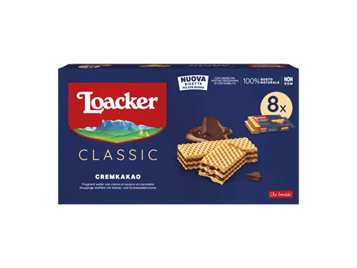Loacker - Classic Cremkakao - Klassische Waffeln mit 3 Schichten gefüllter Waffeln mit Kakao und Schokolade - Snacks und Snacks - Packung mit 8 Stück à 45 g von Loacker