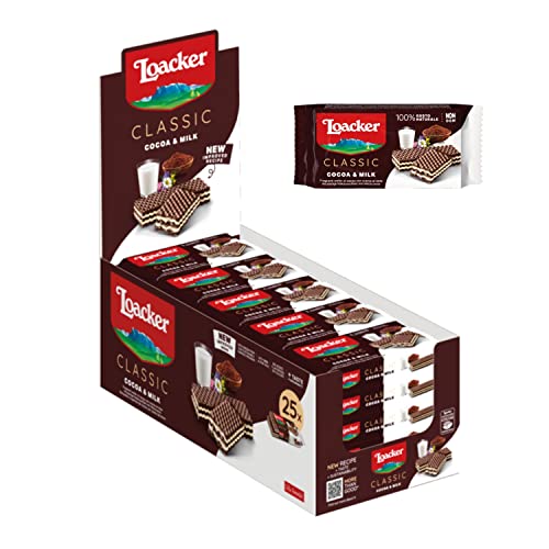 Loacker - Classic Cacao & Milk - Kekse mit 3 Waffelschichten und Milchcreme - Essen und Snacks 25 Stk. á 45 g von Loacker