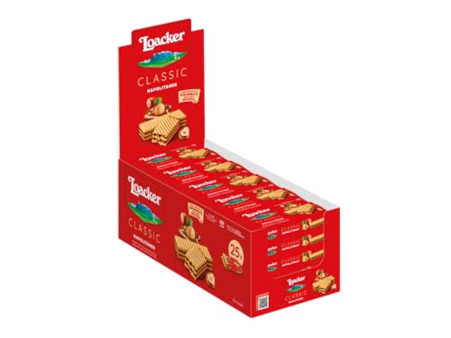 Loacker - Classic Napolitaner - Klassische Kekse mit 3 Waffelschichten und Haselnusscreme - Essen und Snacks 25 Stk. á 45 g von Loacker