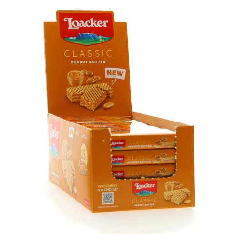 Loacker- Classic Peanut Butter - Klassische Waffeln mit zwei Schichten köstlicher Erdnusscreme in der Großpackung - Essen und Snacks 25 Stk á 45 g von Loacker